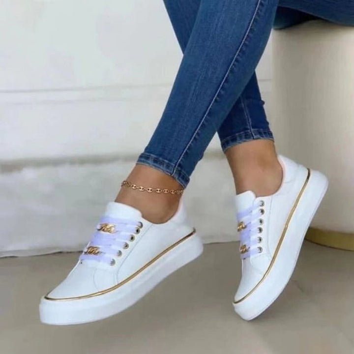 Lanny | Damen Plateau Sneaker Goldkette Schnürsenkel Freizeitschuhe