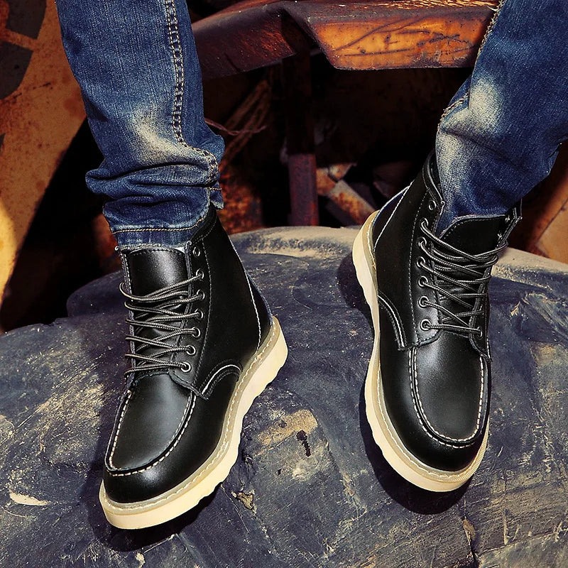 Lario | Herren Leder Schnürstiefel Retro Knöchel Frühling