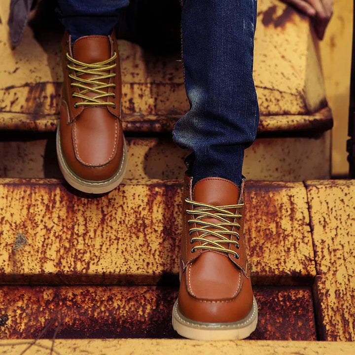 Lario | Herren Leder Schnürstiefel Retro Knöchel Frühling