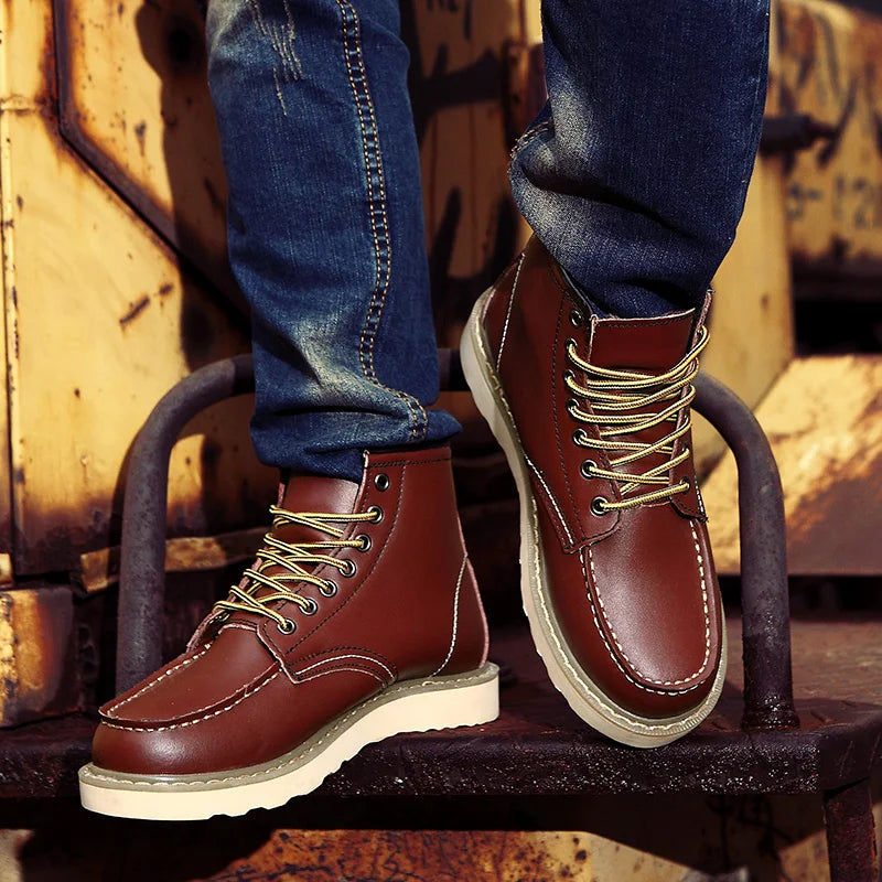 Lario | Herren Leder Schnürstiefel Retro Knöchel Frühling