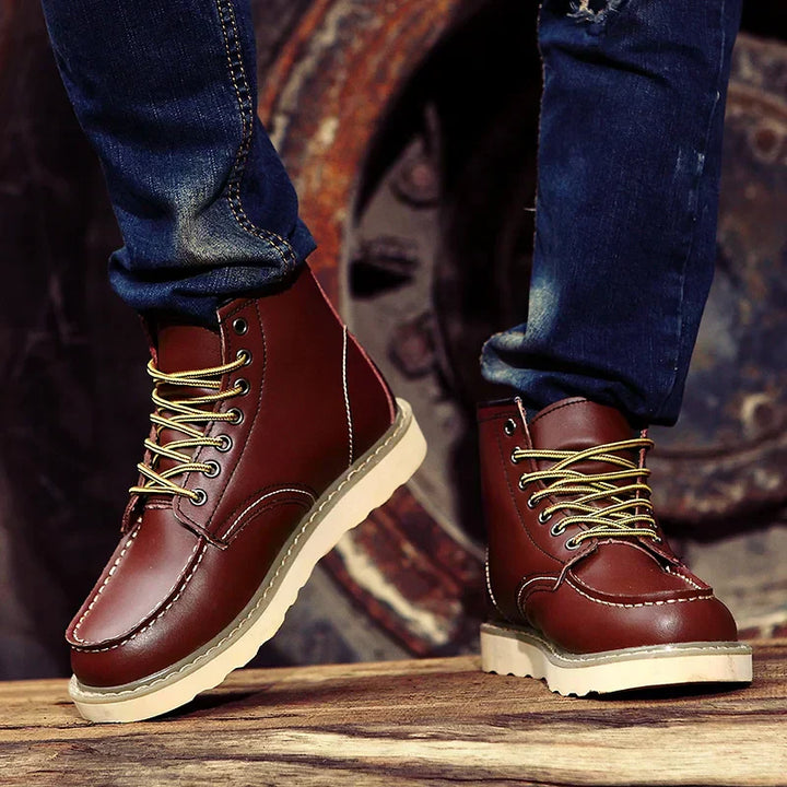 Lario | Herren Leder Schnürstiefel Retro Knöchel Frühling
