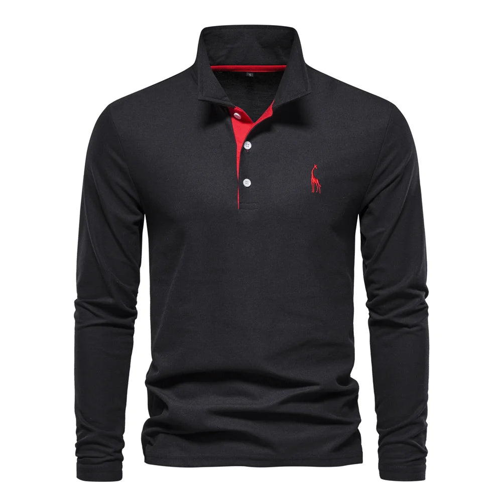 Merro | Herren Langarm Poloshirt mit Knöpfen Casual Polo