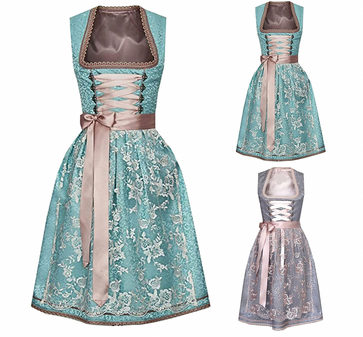 Lieselotte | Damen Dirndl Oktoberfest Trachtenkleid - Turquoise - Image 3