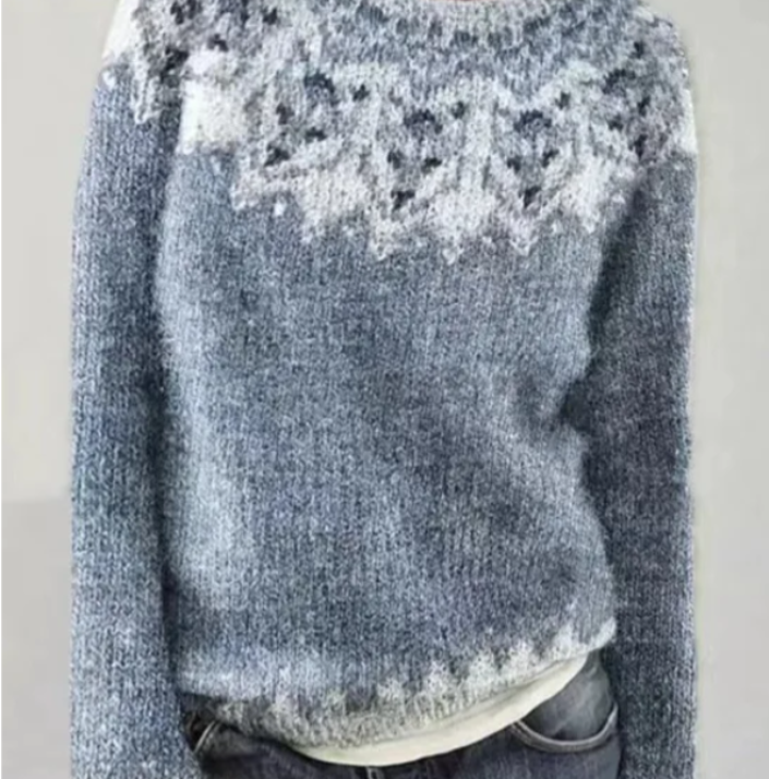 Valdrika | Damen Strickpullover Bunt Retro Muster