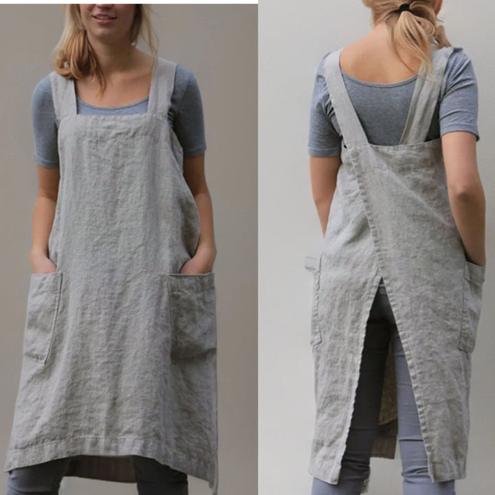 Nova | Damen kleid Trägerkleid Schürzenkleid mit Taschen