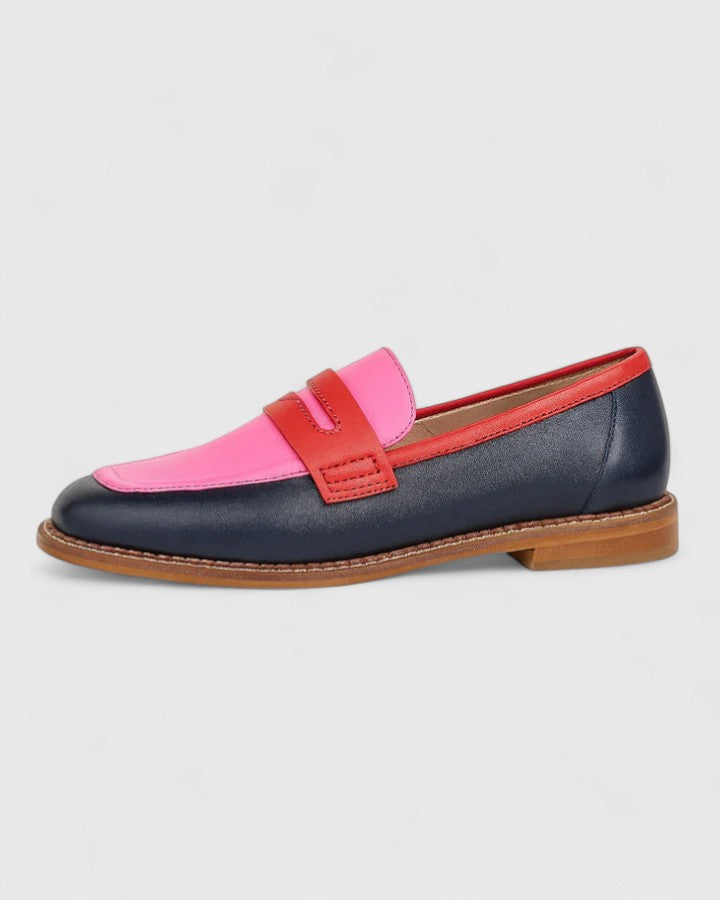 Fritha | Damen Loafer Farbblock Penny Loafer Flach Mehrfarbig