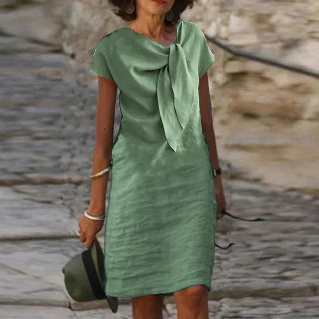 Clara | Damen Sommerkleid Kurzarm Knielanges Freizeitkleid