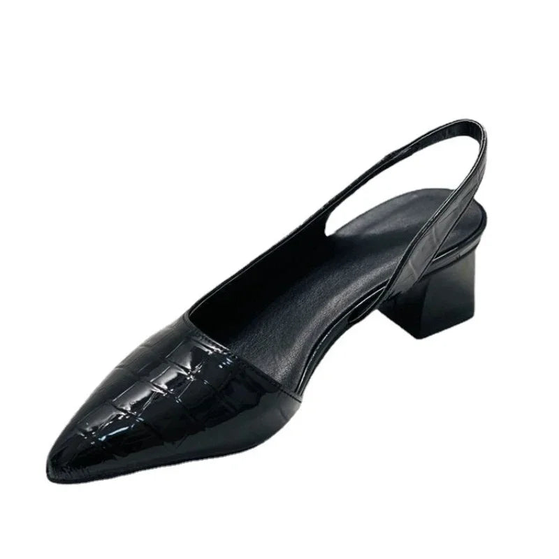 Eleva | Damen Pumps Blockabsatz Spitze Kappe Slingback