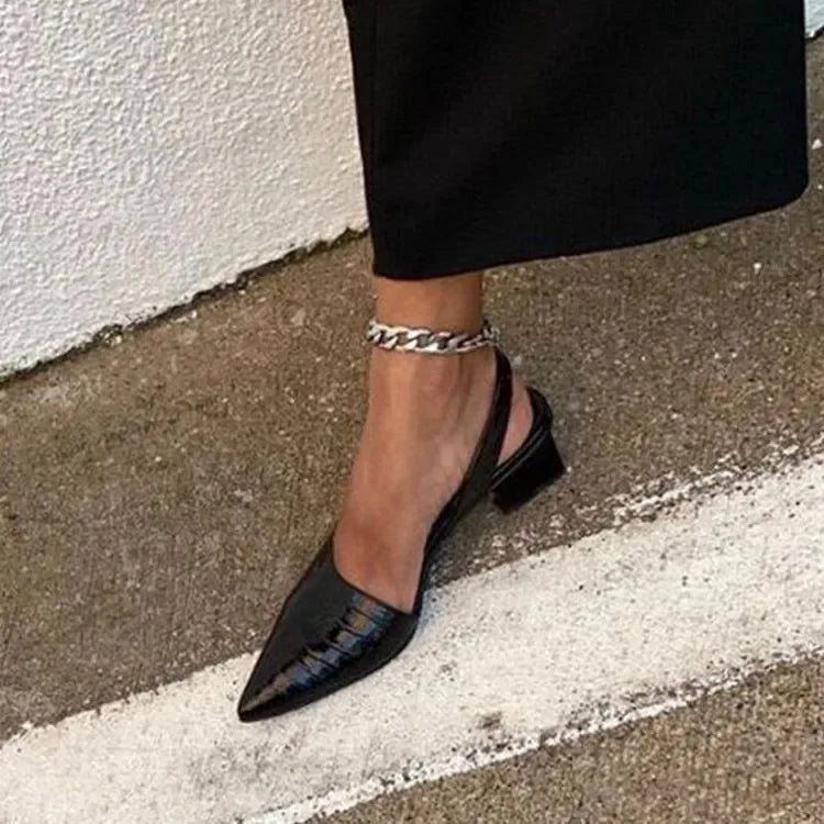 Eleva | Damen Pumps Blockabsatz Spitze Kappe Slingback
