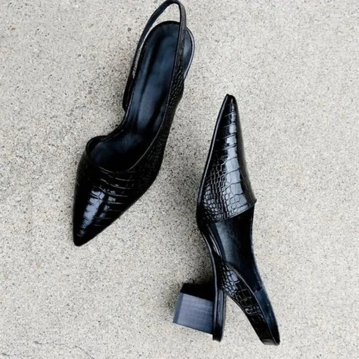 Eleva | Damen Pumps Blockabsatz Spitze Kappe Slingback