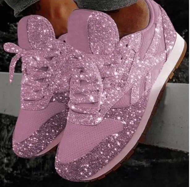 Stella | Damen Glitzer Sneaker Pailletten Schnürung Freizeitschuh