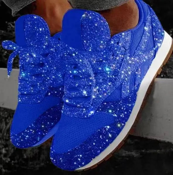 Stella | Damen Glitzer Sneaker Pailletten Schnürung Freizeitschuh