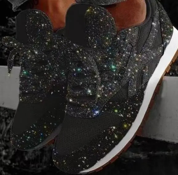 Mefa | Damen Glitzer Sneaker Schnürer Funkelnde Freizeitschuhe