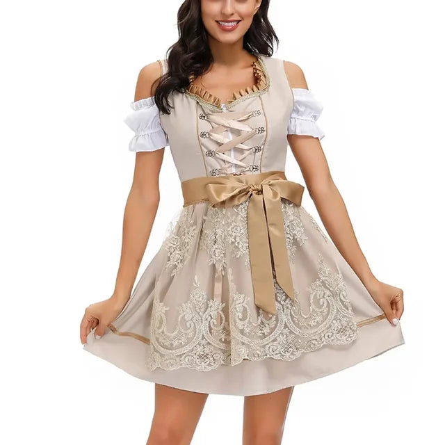 Lieselotte | Damen Dirndl Oktoberfest Kleid mit Schürze - Grey - Image 10