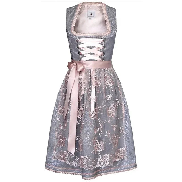 Lieselotte | Damen Dirndl Oktoberfest Kleid mit Schürze - Grey - Image 12