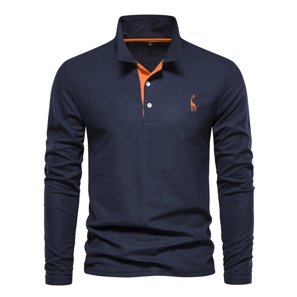 Merro | Herren Langarm Poloshirt mit Knöpfen Casual Polo
