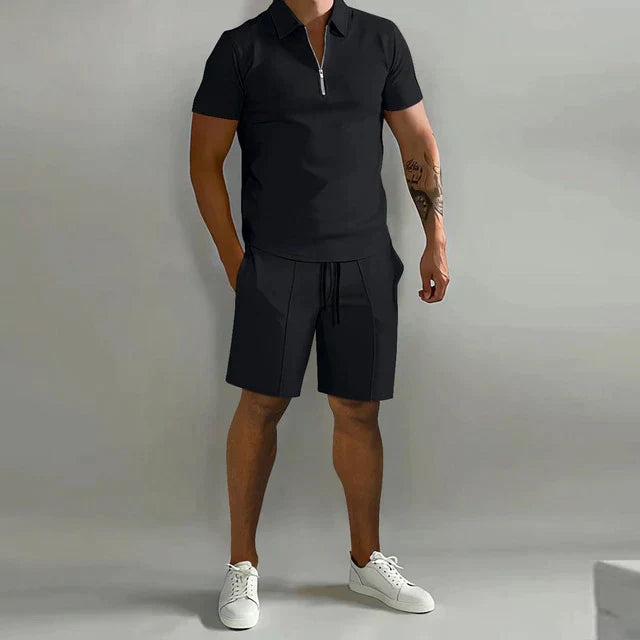 Magnus | Herren Polo Shorts Set Schwarz - Black - Image 1