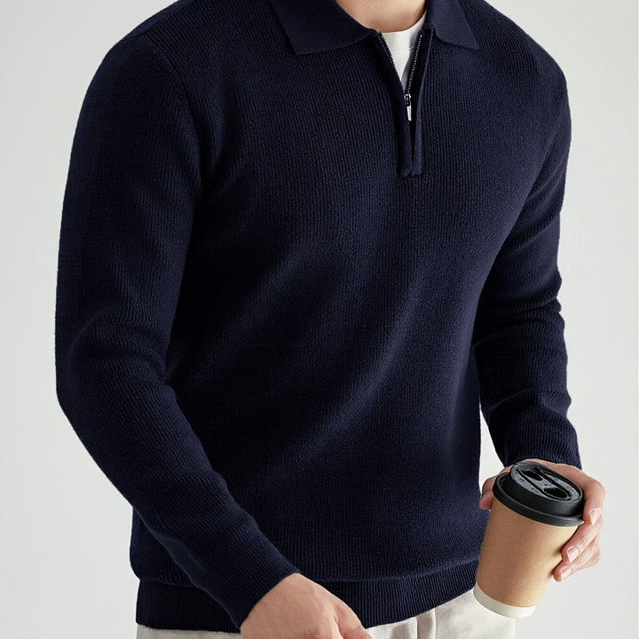 Grimwald | Herren Strickpullover Polokragen Reißverschluss - Black - Image 10