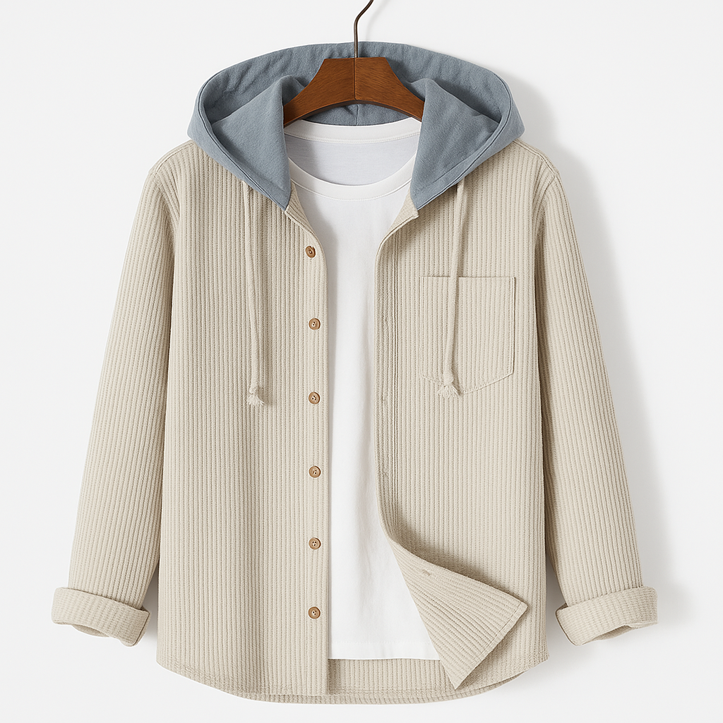 Ridge | Herren Cord Hemdjacke Kapuze Überhemd Shacket