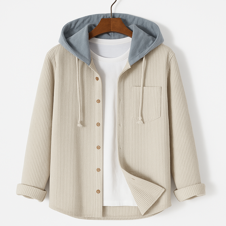 Ridge | Herren Cord Hemdjacke Kapuze Überhemd Shacket