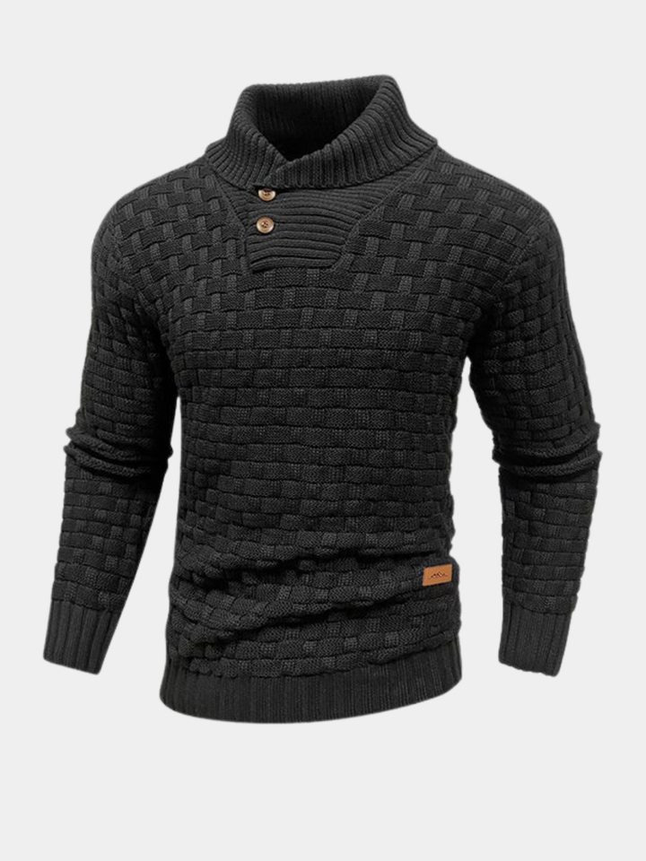 Junn | Herren pullover Schalkragen Strukturmuster