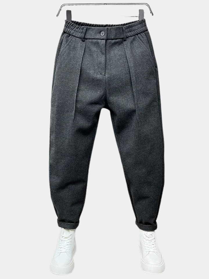 Joren | Herren Tapered Hose Bundfalten Elastisch Melange