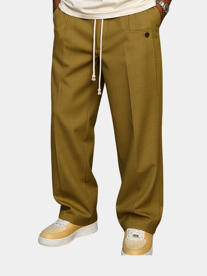 Glen | Herren Wide Leg Hose Bundfalte Tunnelzug Elegant