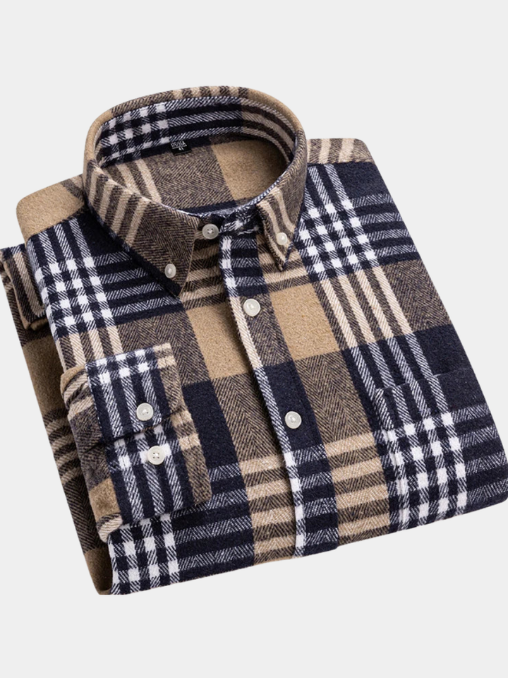 Arven | Herren Flanellhemd Karo Langarm Button-Down