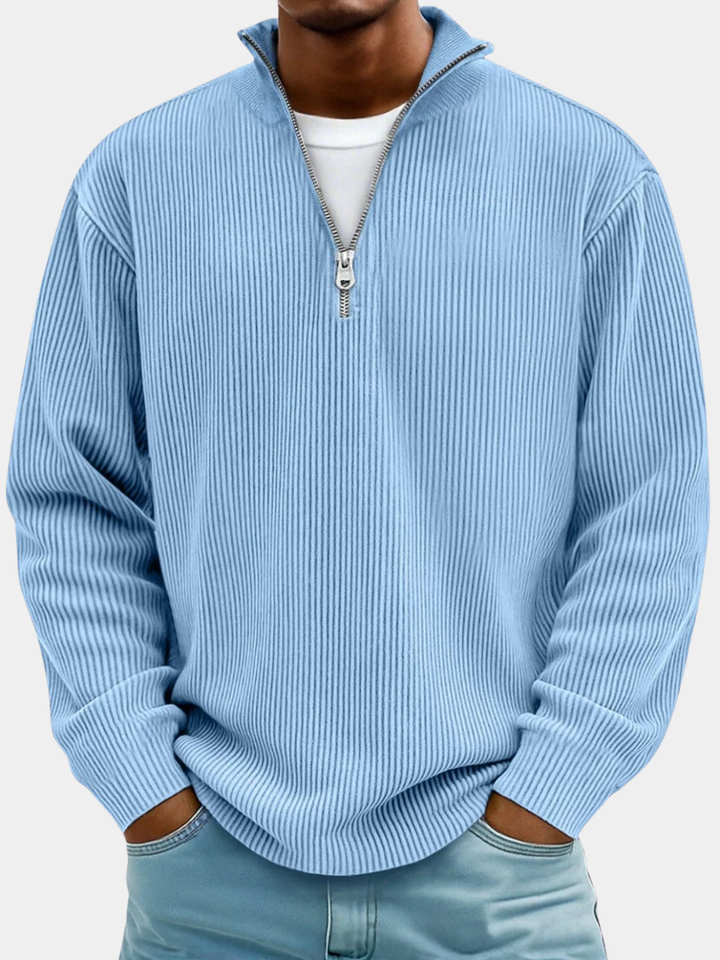 Arno | Herren Sweatshirt Half-Zip Ripp-Struktur Übergroß