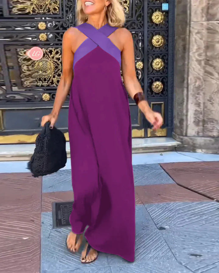Vera | Damen Maxikleid Neckholder Überkreuzter Ausschnitt Fließend Sommerkleid