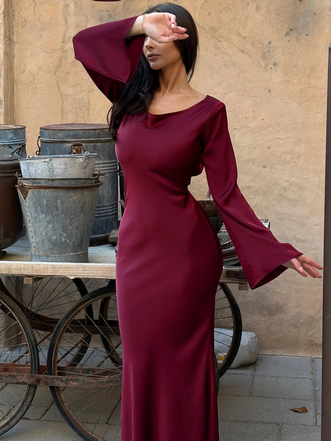 Adelgunde | Damen Langarm Maxikleid mit eleganter Silhouette - White - Image 22