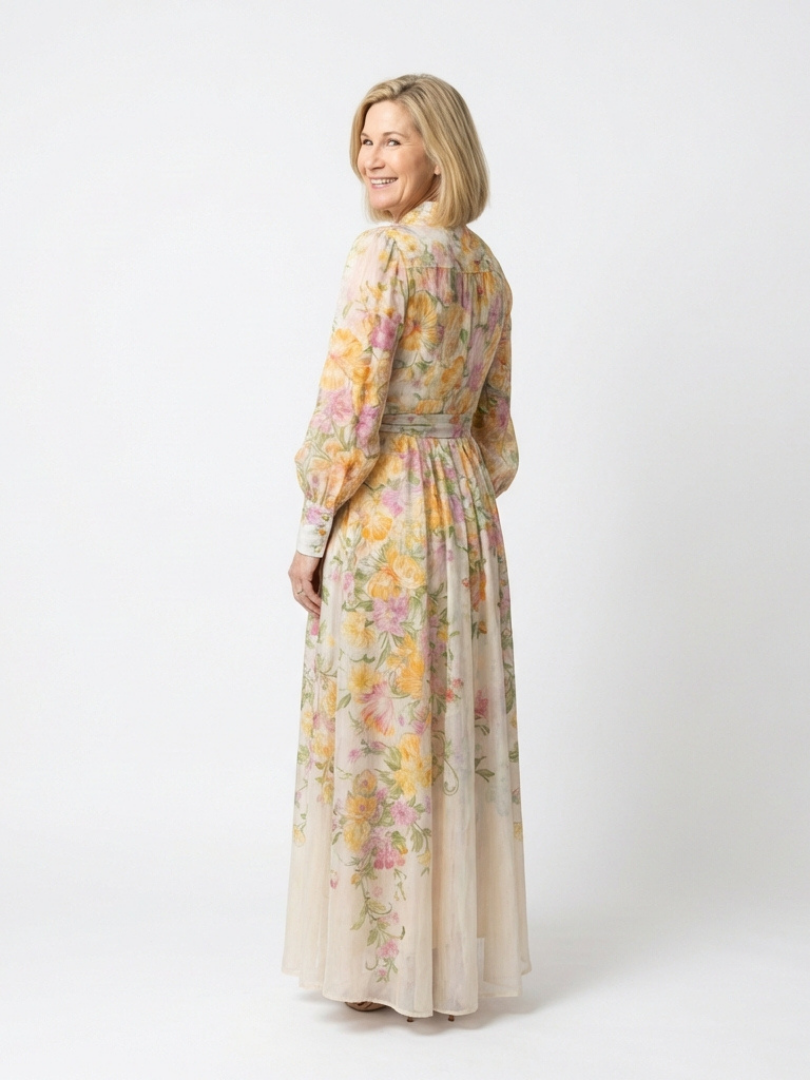 Adelheid | Damen Blumen Maxikleid mit Langarm - Floral - Image 2