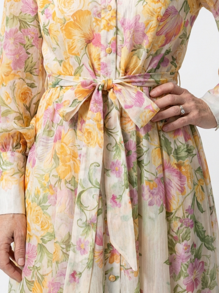 Adelheid | Damen Blumen Maxikleid mit Langarm - Floral - Image 3