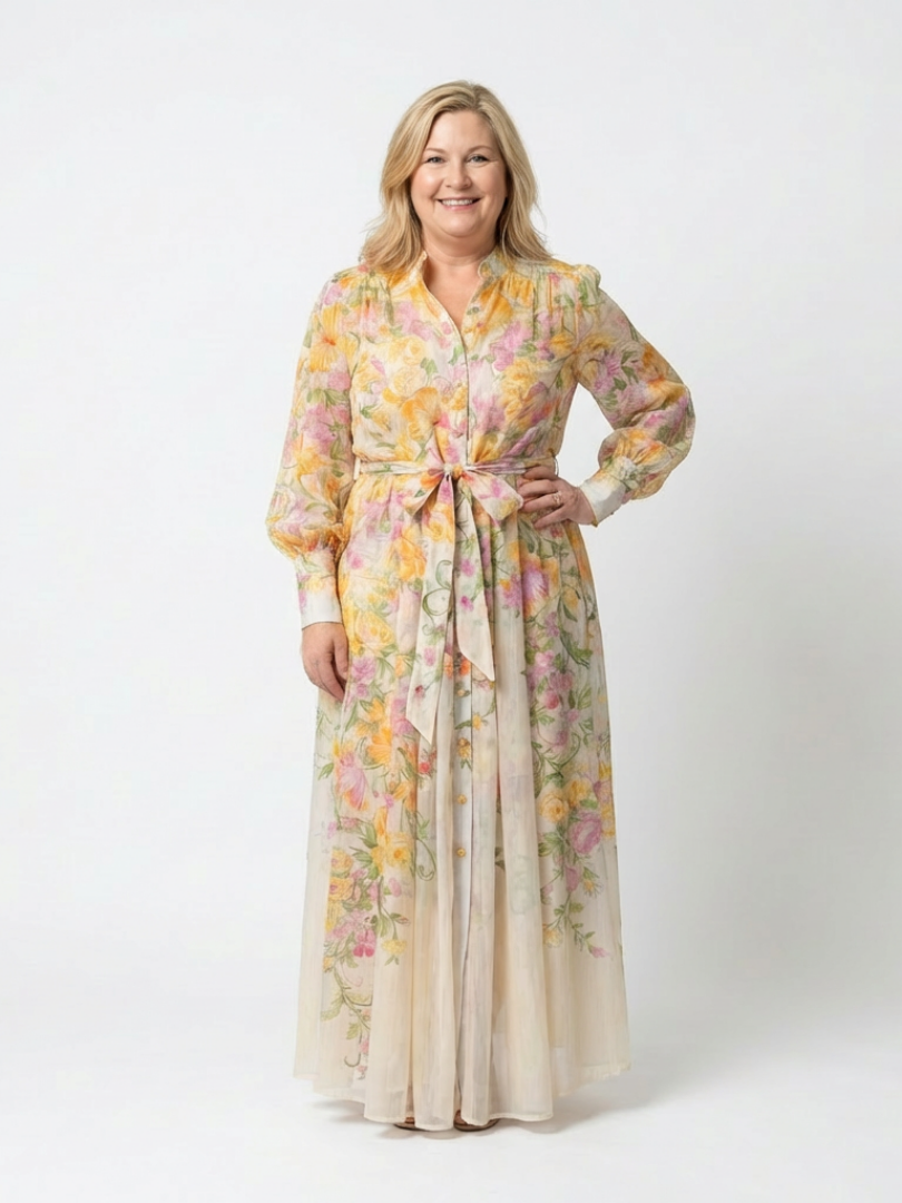 Adelheid | Damen Blumen Maxikleid mit Langarm - Floral - Image 4