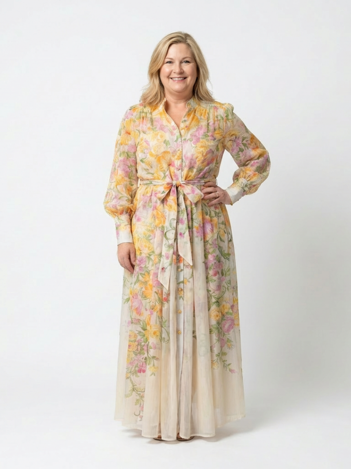 Adelheid | Damen Blumen Maxikleid mit Langarm - Floral - Image 4