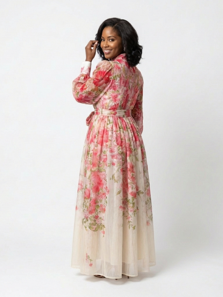 Adelheid | Damen Blumen Maxikleid mit Langarm - Floral - Image 6