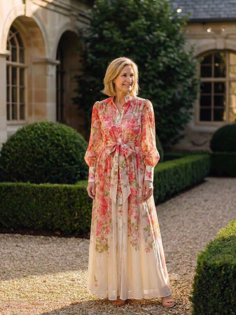 Adelheid | Damen Blumen Maxikleid mit Langarm - Floral - Image 7