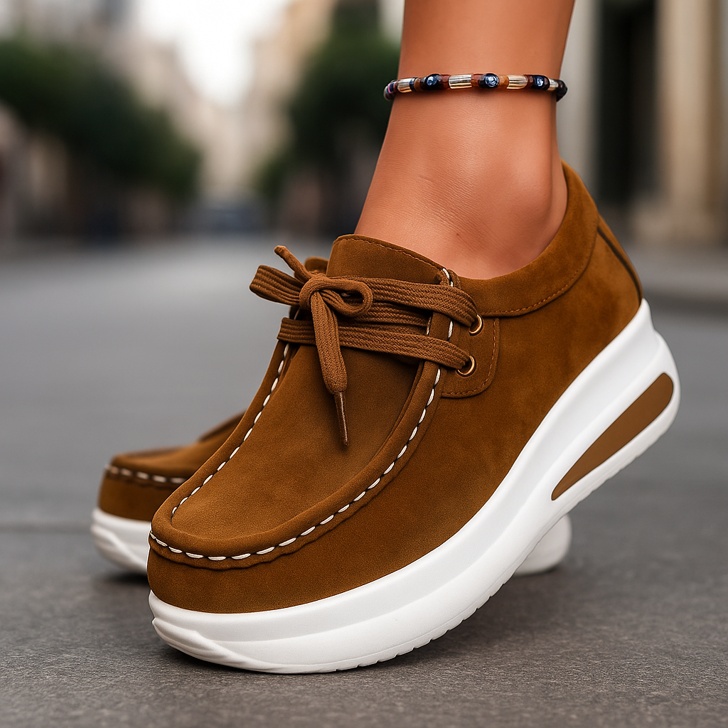 Adeline | Damen Khaki Plateau Schnürsneaker - Khaki - Image 2