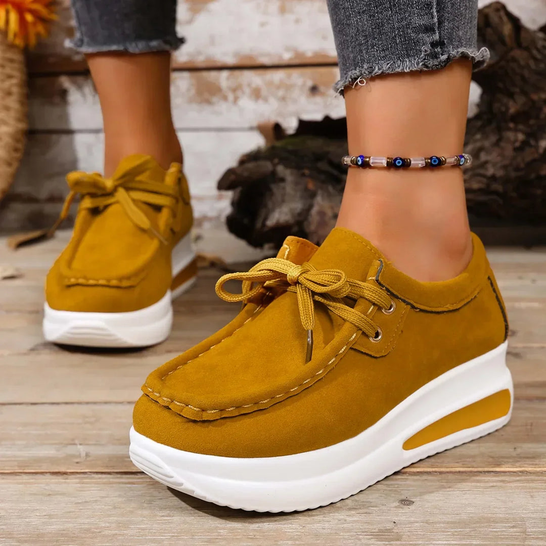Adeline | Damen Khaki Plateau Schnürsneaker - Khaki - Image 7