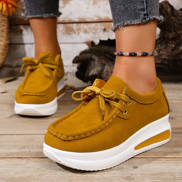 Adeline | Damen Khaki Plateau Schnürsneaker - Khaki - Image 7