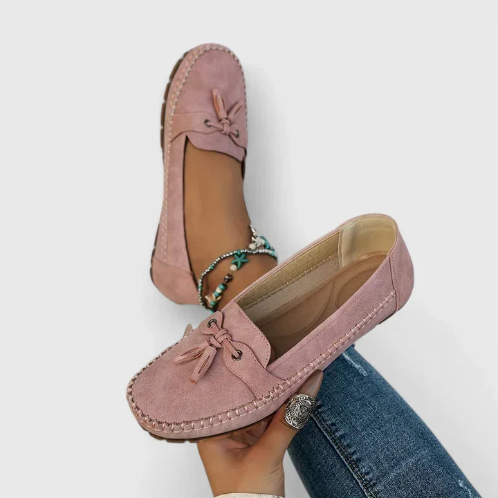 Fagie | Damen Loafer Velours Quaste Slip-On Flache Schuhe Mokassin