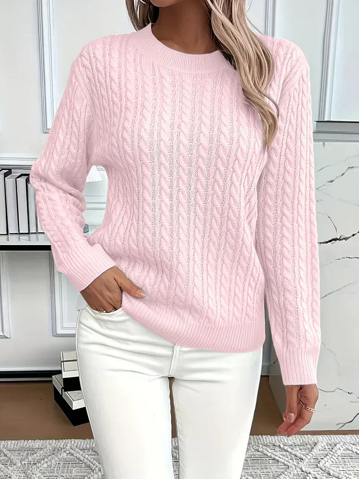 Aldine | Damen Zopfmuster Strickpullover Weiß - White - Image 3