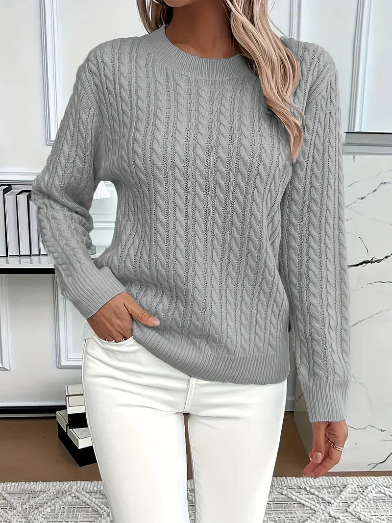 Aldine | Damen Zopfmuster Strickpullover Weiß - White - Image 4