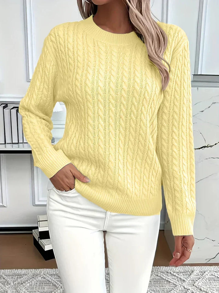 Aldine | Damen Zopfmuster Strickpullover Weiß - White - Image 5