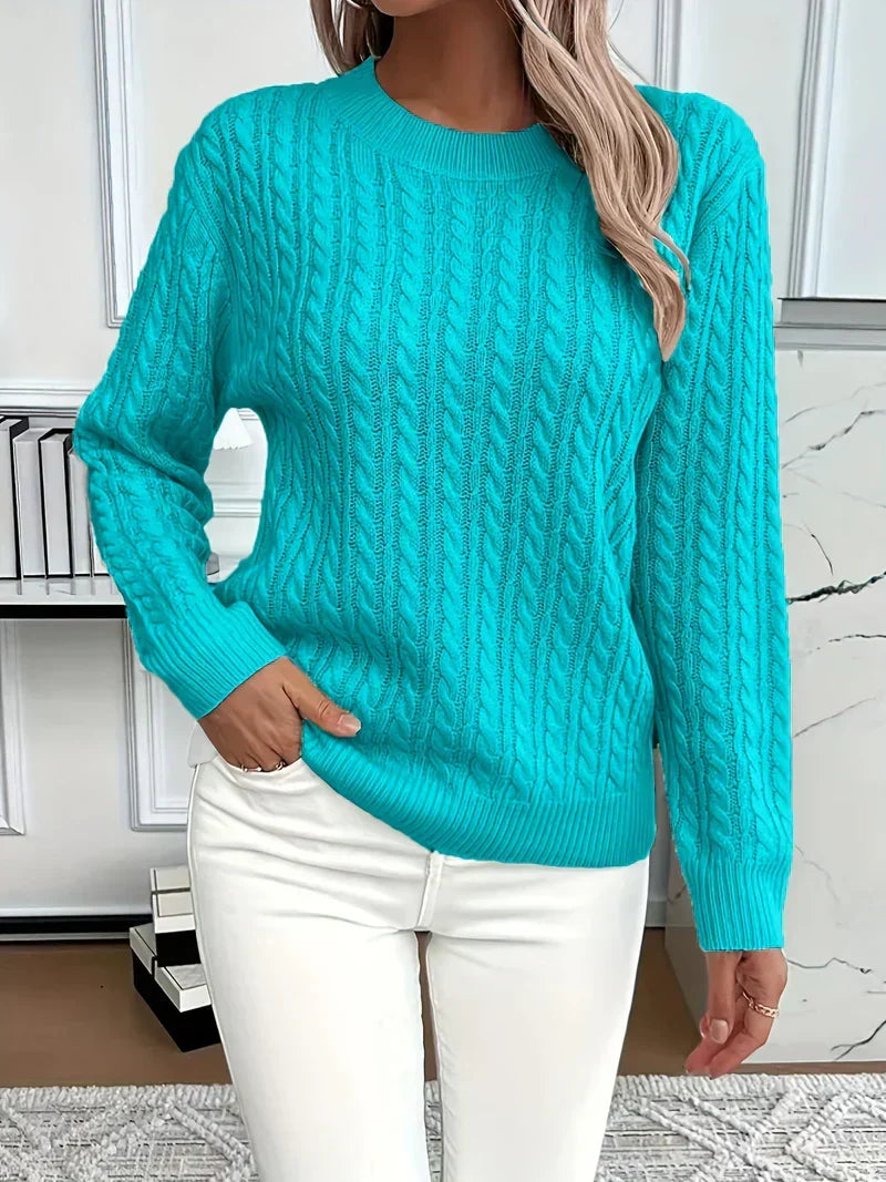 Aldine | Damen Zopfmuster Strickpullover Weiß - White - Image 6