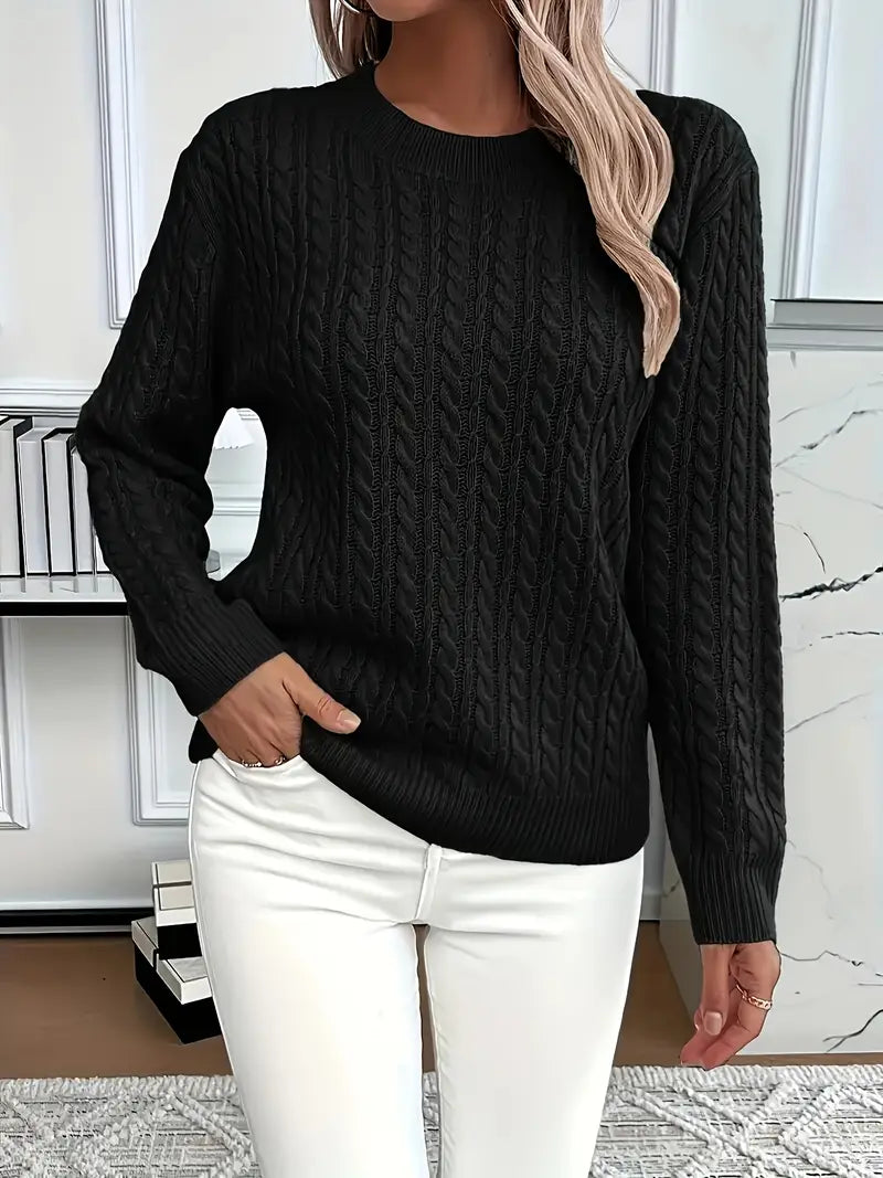 Aldine | Damen Zopfmuster Strickpullover Weiß - White - Image 7