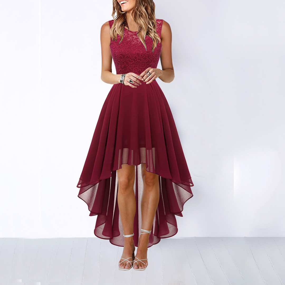 Aldona | Damen Vokuhila Kleid für Hochzeitsgäste - Burgundy - Image 4