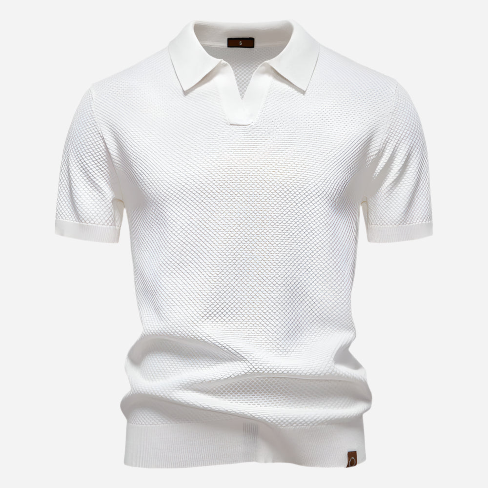 Aldric | Herren Kurzarm Poloshirt mit Strukturmuster - White - Image 1
