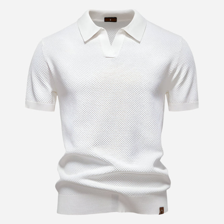 Aldric | Herren Kurzarm Poloshirt mit Strukturmuster - White - Image 1