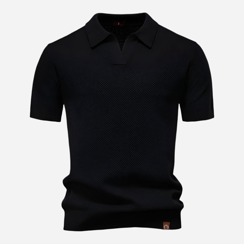 Aldric | Herren Kurzarm Poloshirt mit Strukturmuster - White - Image 3